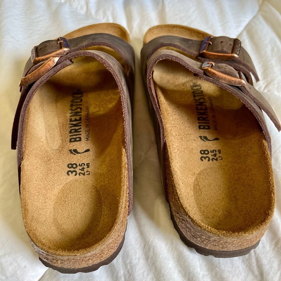 Birkenstock Arizona Habana Oiled Leather Sandals- classic cork footbed- NARROW - Picture 2 of 6
